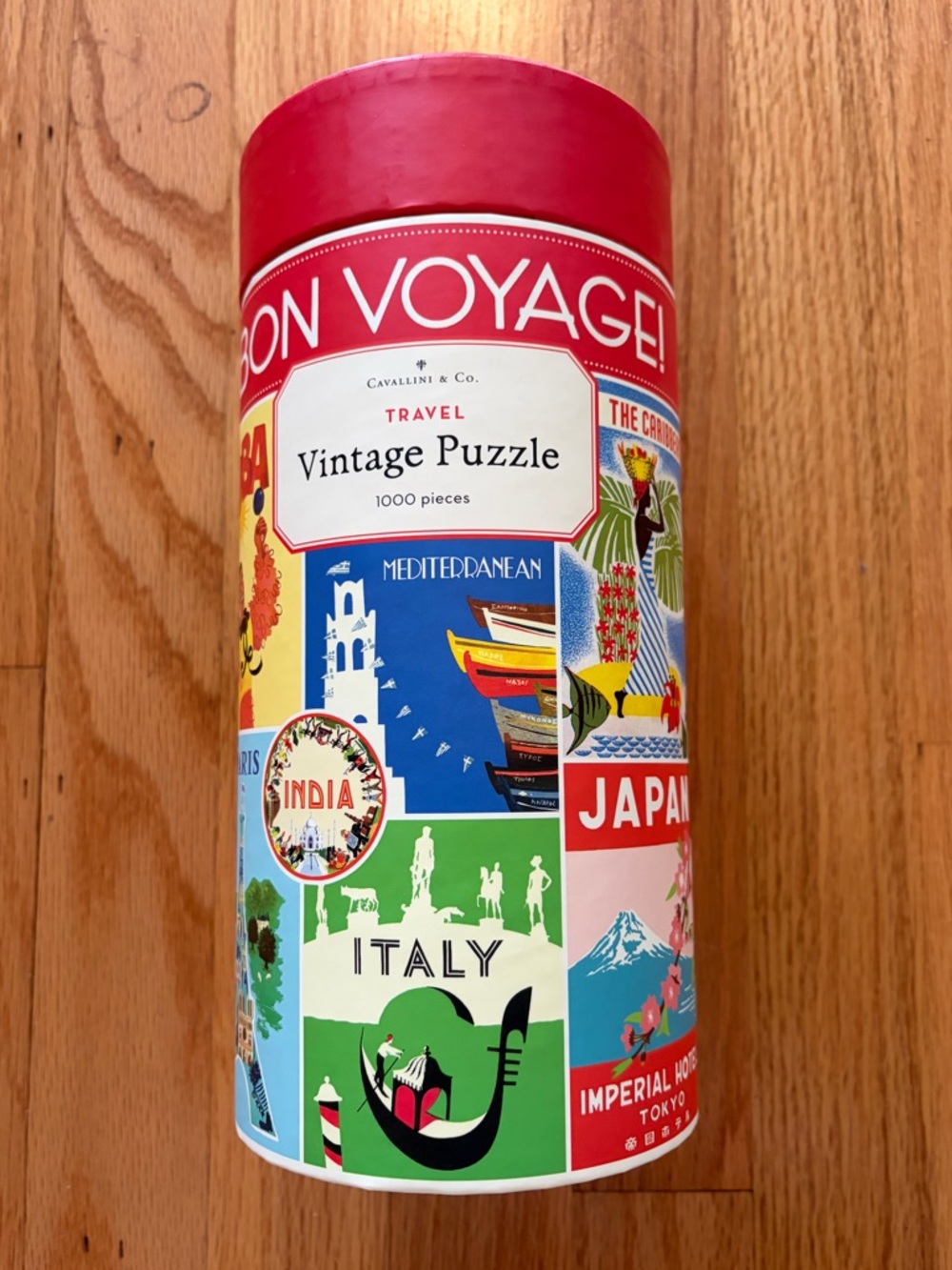 Cavallini & Co. Travel Vintage Puzzle - Colorful Travel Graphics